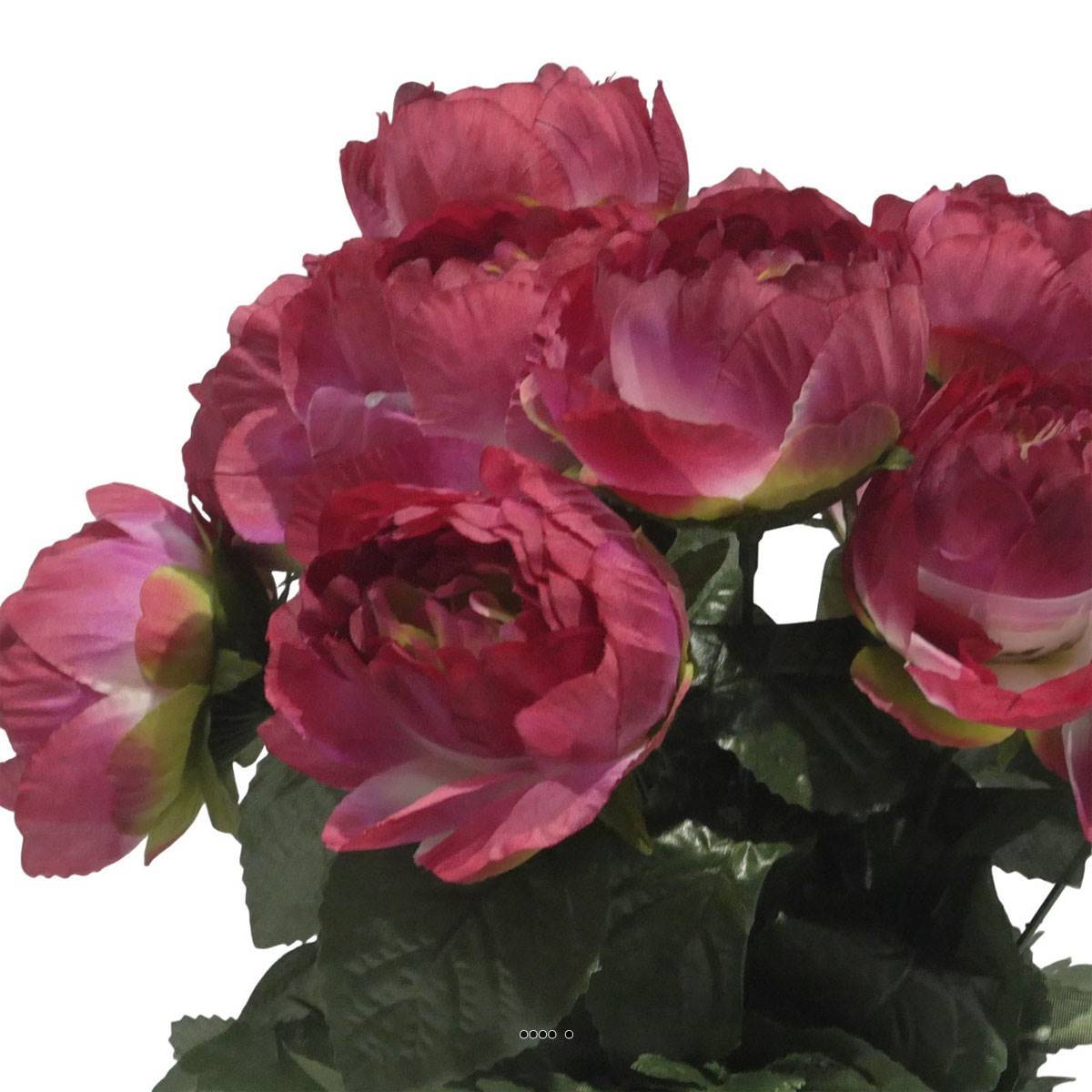 Artificielles - Pot Cone pour le cimetière de fleurs artificielles de Pivoines Rose fushia pour la Toussaint - couleur: Rose fushia 730 - Imagen 3