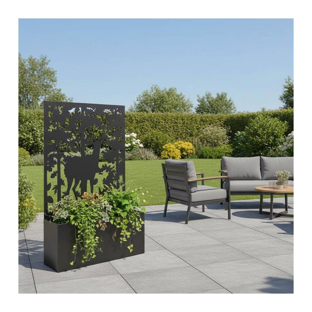 Esschert Design - Jardinière en fer avec treillis Motif cerf Esschert's Garden - Imagen 3
