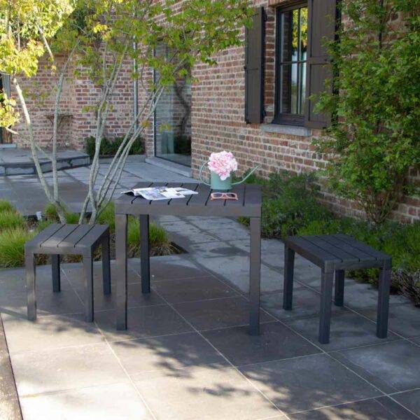 Wilsa Garden - Salon de jardin en résine anthracite avec 2 bancs PAPUA - Imagen 1