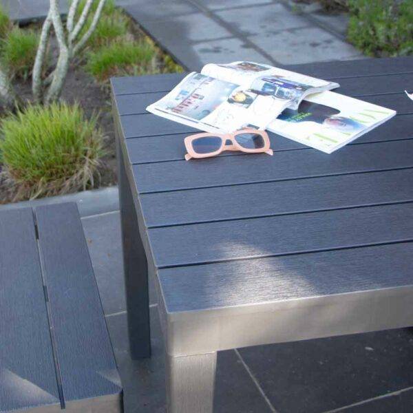 Wilsa Garden - Salon de jardin en résine anthracite avec 2 bancs PAPUA - Imagen 3