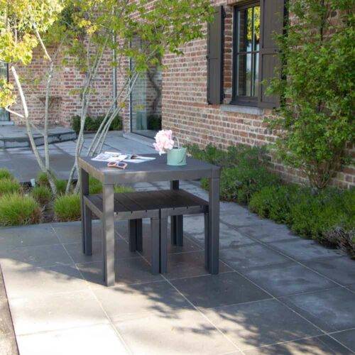 Wilsa Garden - Salon de jardin en résine anthracite avec 2 bancs PAPUA - Imagen 7