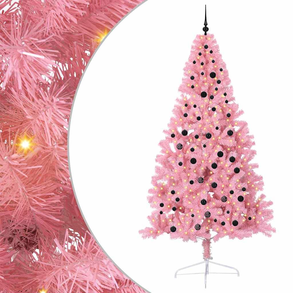 Vidaxl - Sapin de Noël artificiel pré-éclairé Rose 240 cm PVC vidaXL 3397103 - Image 2