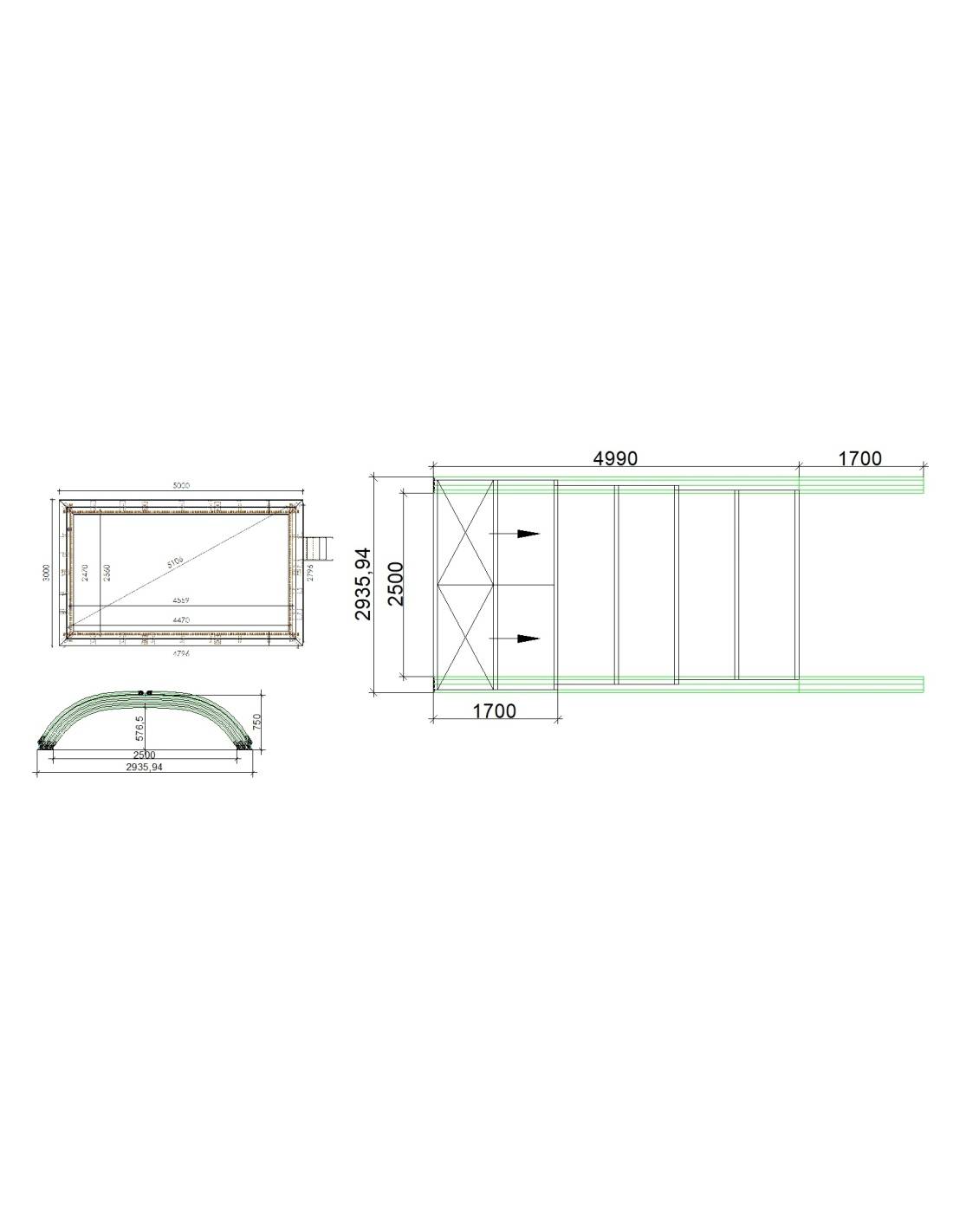 Altanka - Abri de piscine Horizon pour les modèles 5x3 m - BAS86, BAS786 - polycarbonate alvéolaire 8 mm - Couleur Ral7037 Gris  - ECO225 - Imagen 2