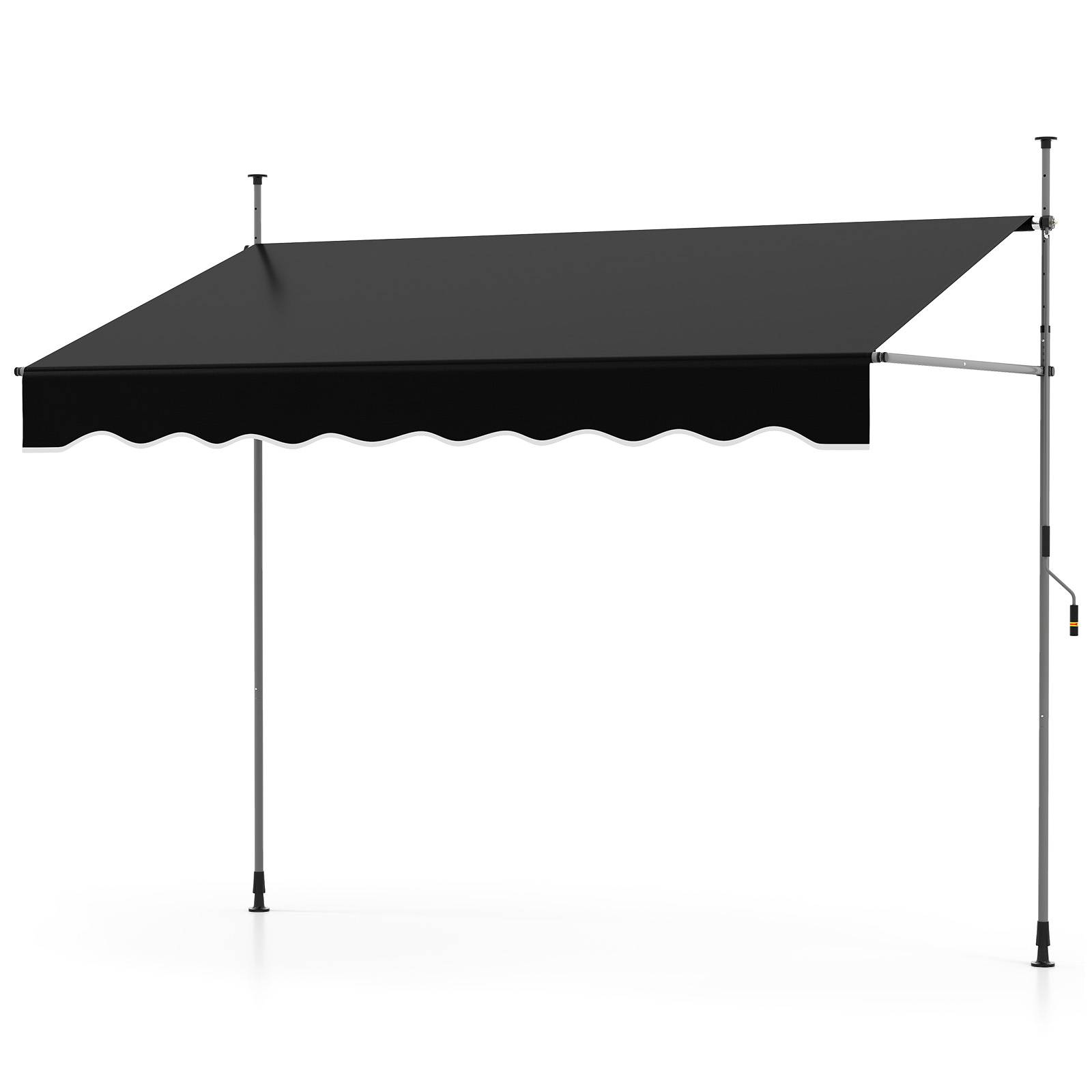 Store Banne Manuel Rétractable 2,5 x 1,2M Hauteur Réglable 210-300CM, Auvent de Terrasse en Aluminium Tissu Oxford Imperméable Anti UV, Noir - Image 1