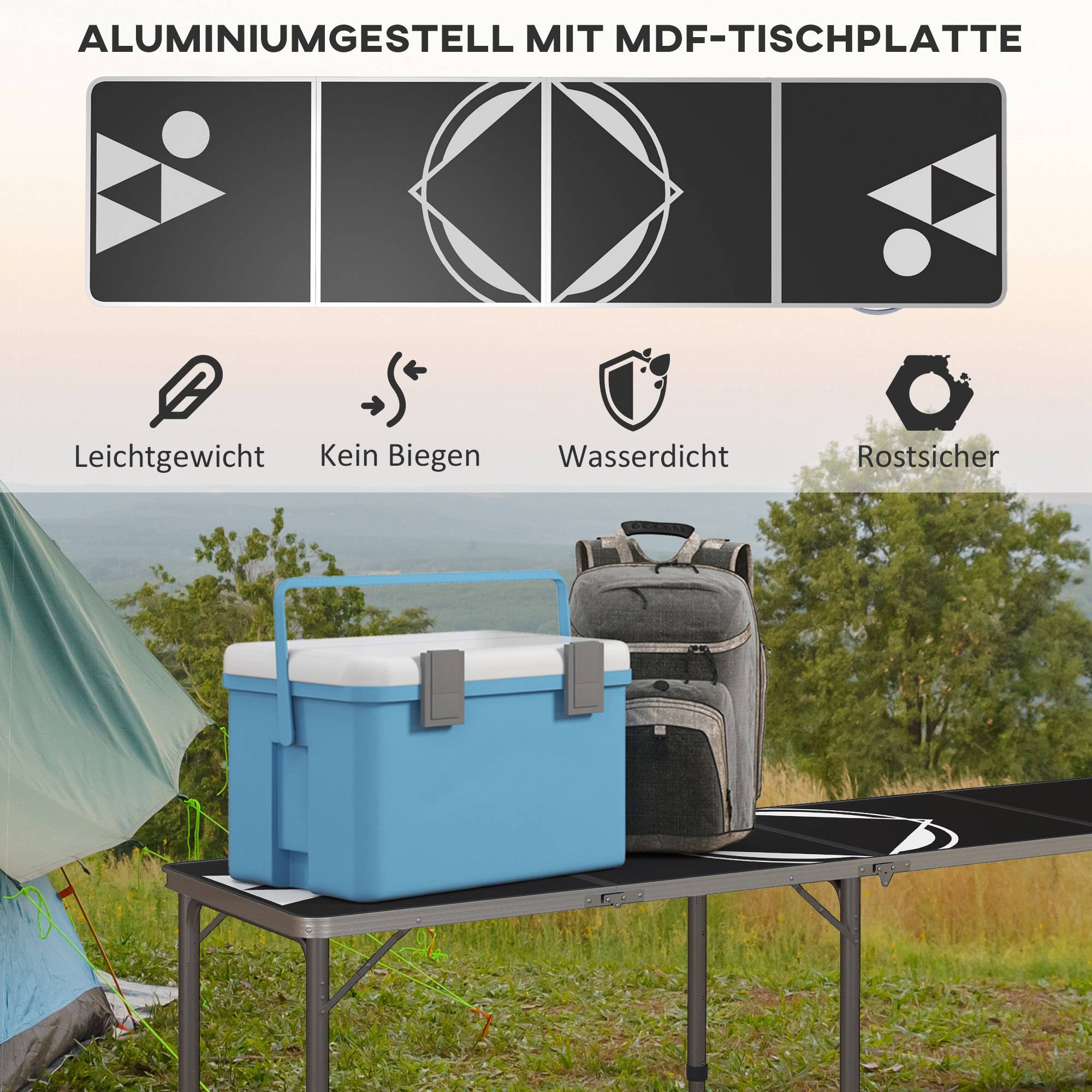 PANGIVO - Table de camping pliante aluminium noir 240 x 60 x 70 cm - PANGIVO - Image 8