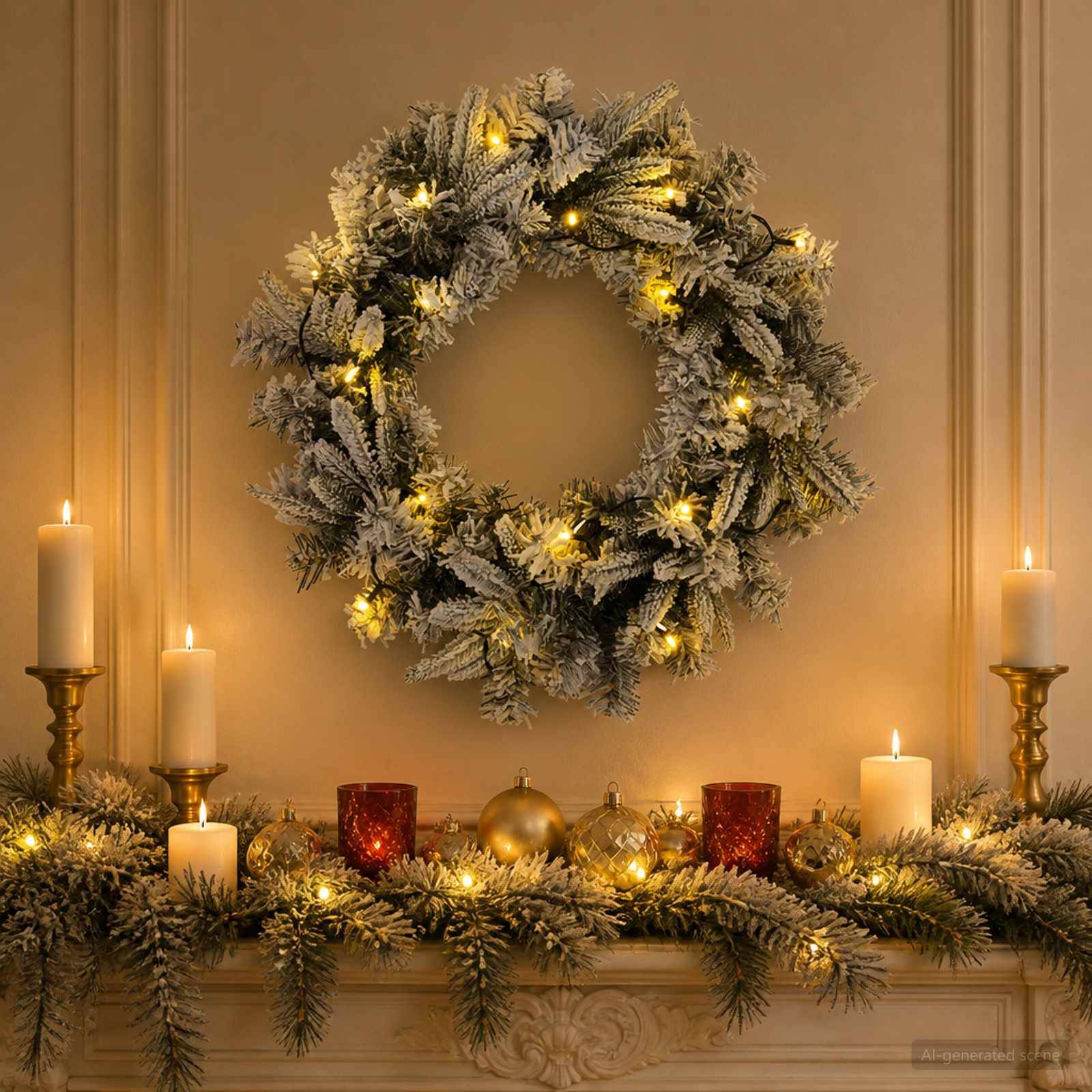 Vidaxl - Couronne de Noël Vert et blanc Ø 50 cm PVC et PE 25 LED vidaXL 42056973 - Image 1
