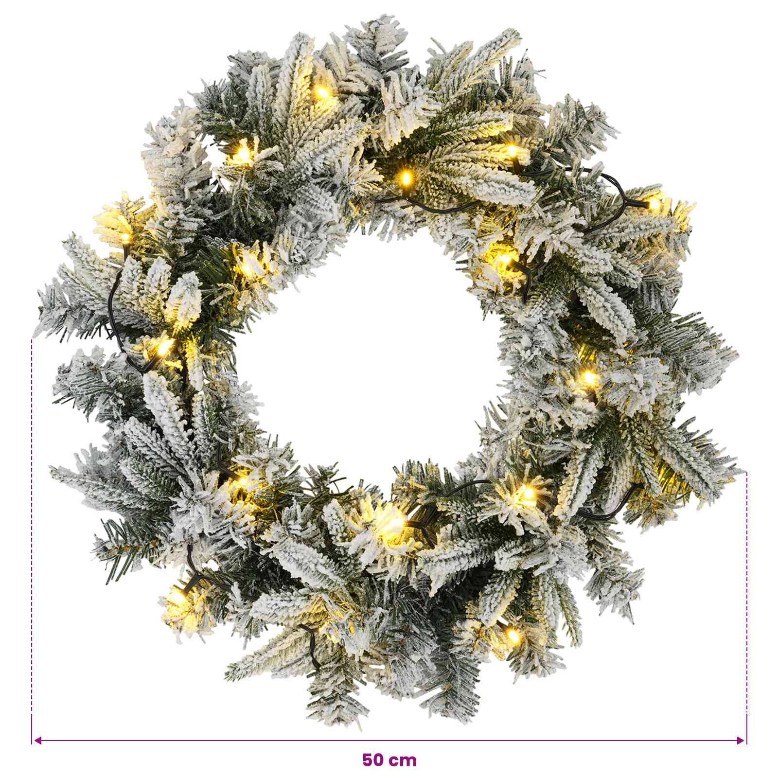 Vidaxl - Couronne de Noël Vert et blanc Ø 50 cm PVC et PE 25 LED vidaXL 42056973 - Image 3