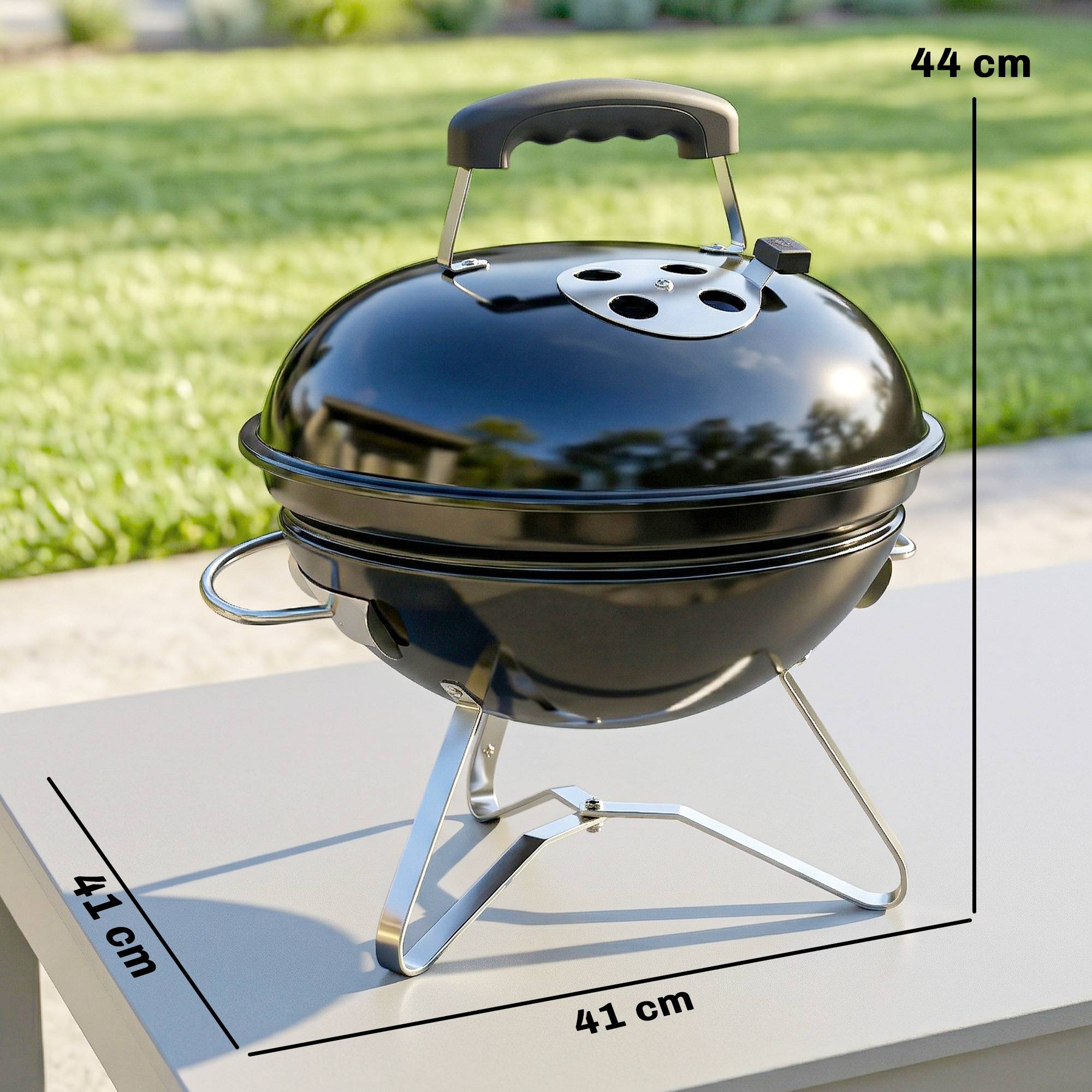 PANGIVO - Barbecue charbon de bois métal émaillé noir 41 x 41 x 44 cm - PANGIVO - Image 5