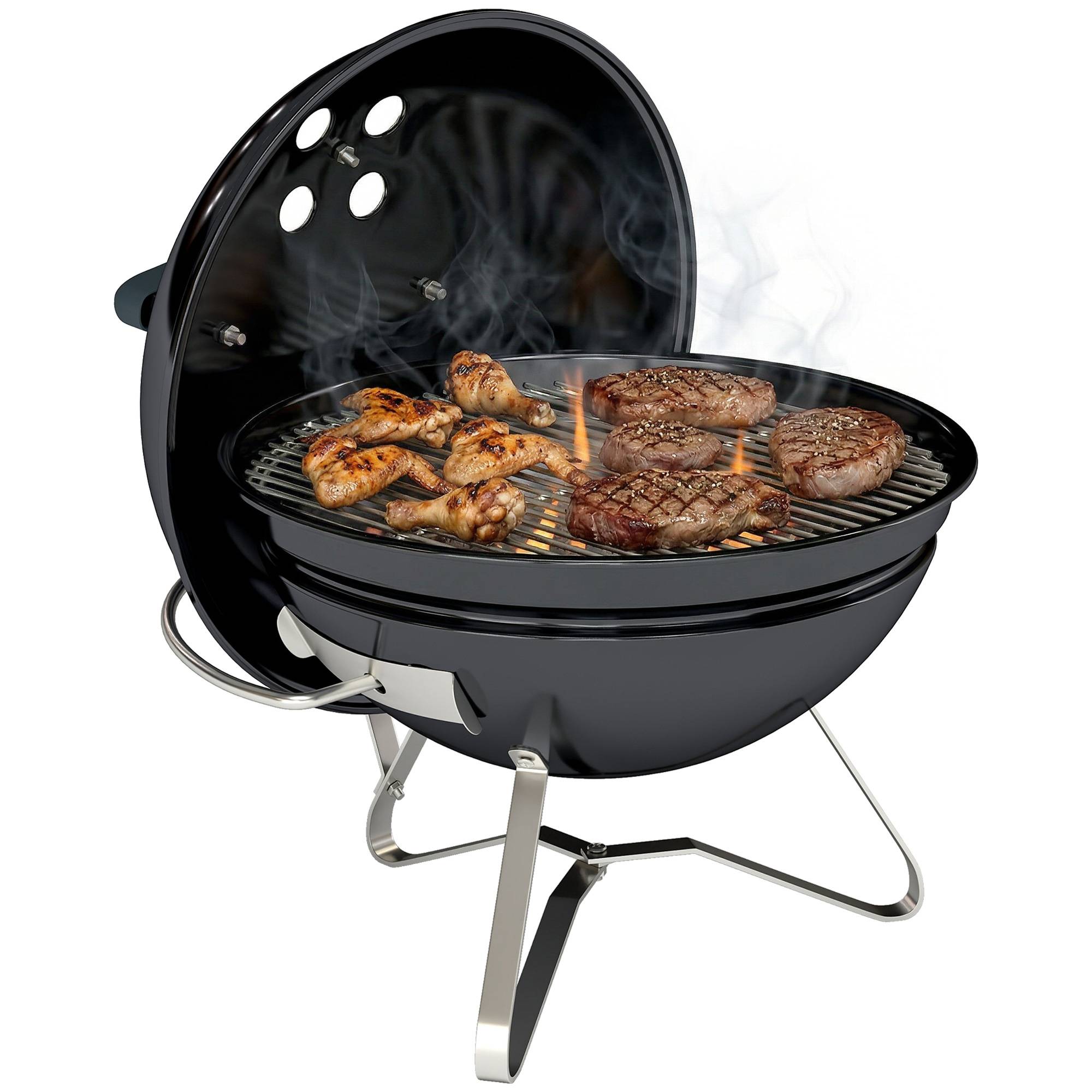 PANGIVO - Barbecue charbon de bois métal émaillé noir 41 x 41 x 44 cm - PANGIVO - Image 1
