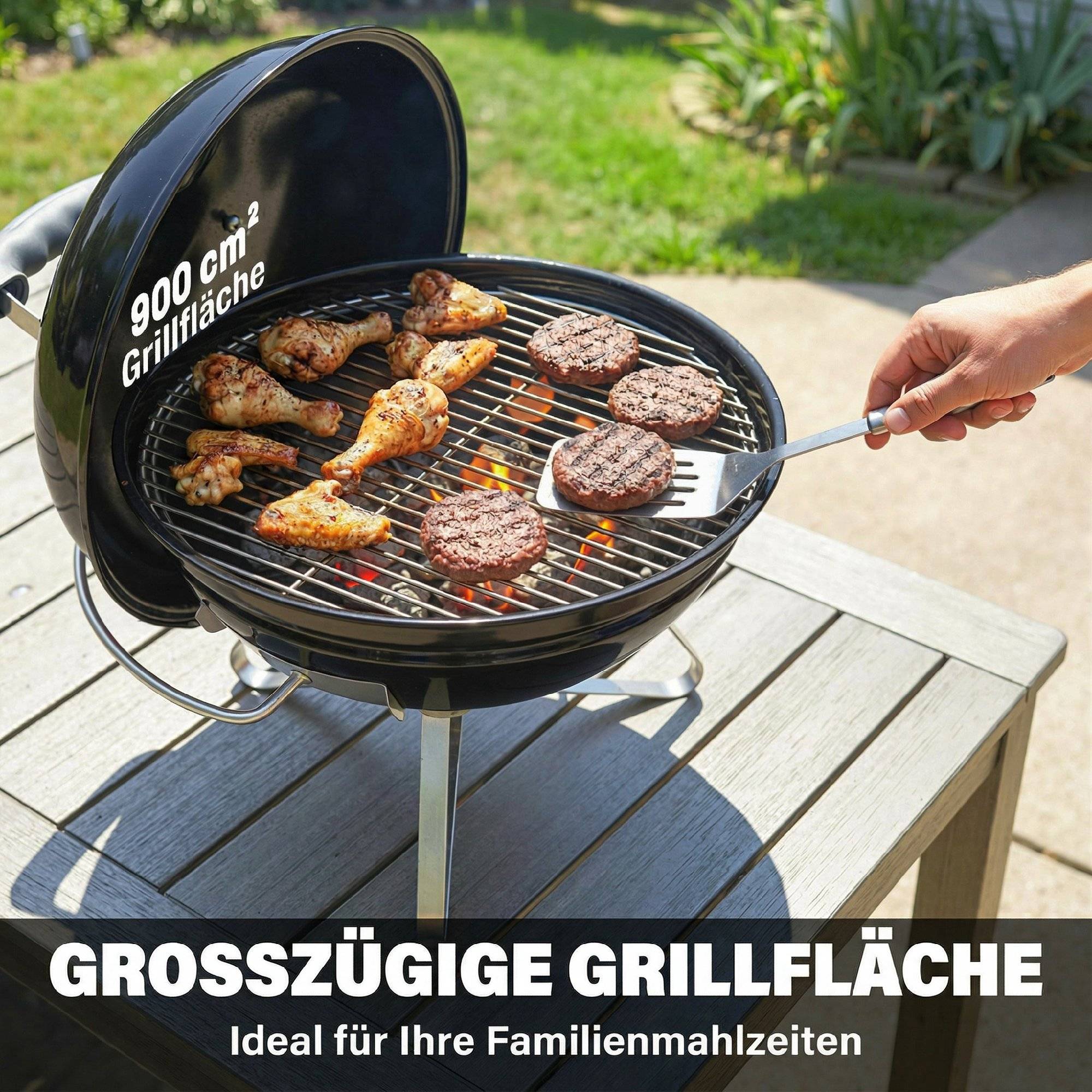 PANGIVO - Barbecue charbon de bois métal émaillé noir 41 x 41 x 44 cm - PANGIVO - Image 9
