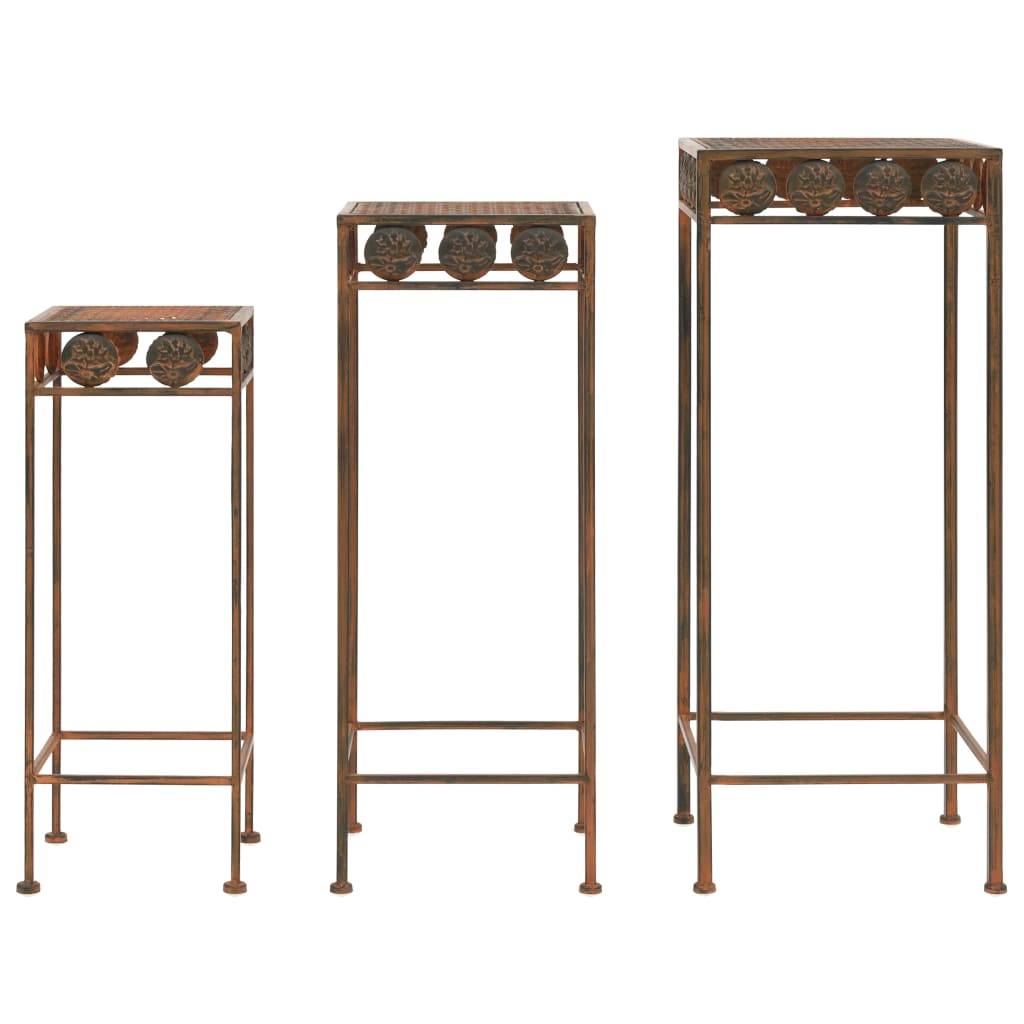 Set de 3 Porte-Plantes Gigognes en Métal Style Vintage pour Jardin et Intérieur Rouillé – ComfortXL Outdoor Living - Image 1