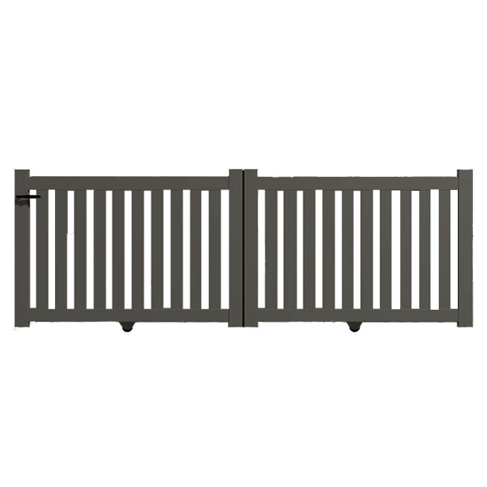 Portail Packit - Portail alu coulissant ajouré en kit dim. L.4000 (entre piliers) X H.1200 mm  Gris Quartz (RAL 7039)