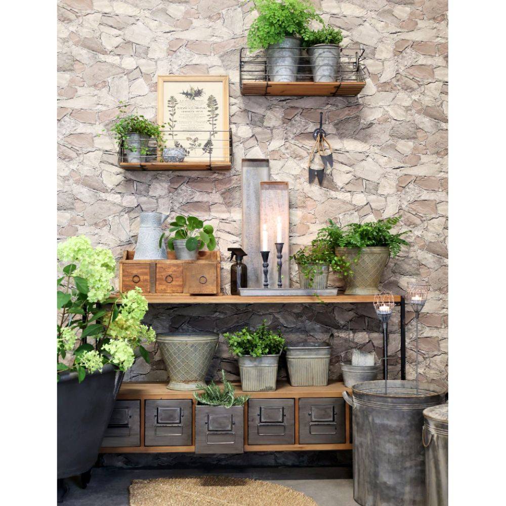 Chemin De Campagne - Meuble buffet en bois de sapin marron et zinc gris 133 x 32.5 x 77 cm Chemin de campagne - Imagen 3
