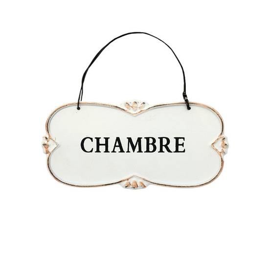 ~ Plaque de porte décorative vintage chambre fer blanc noir 22x10cm Chemin de campagne - Imagen 1