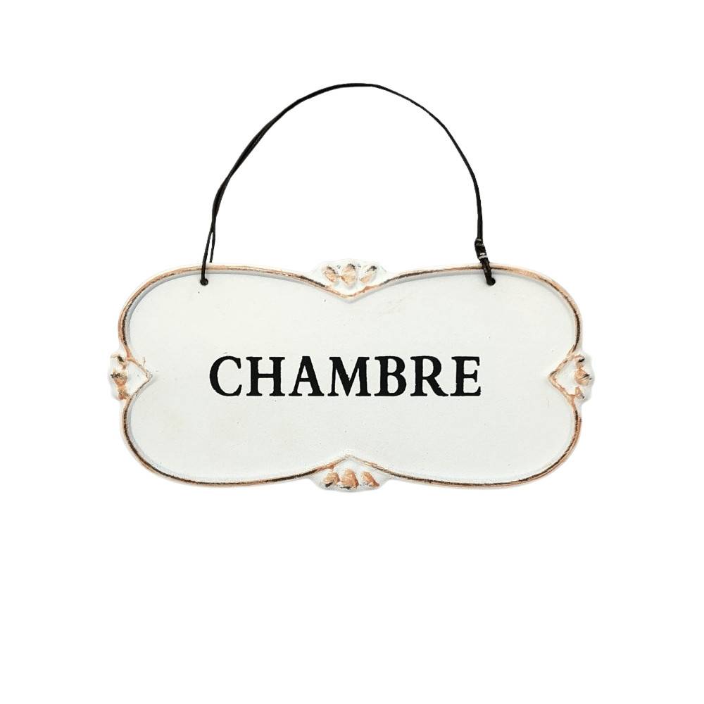 ~ Plaque de porte décorative vintage chambre fer blanc noir 22x10cm Chemin de campagne - Imagen 1