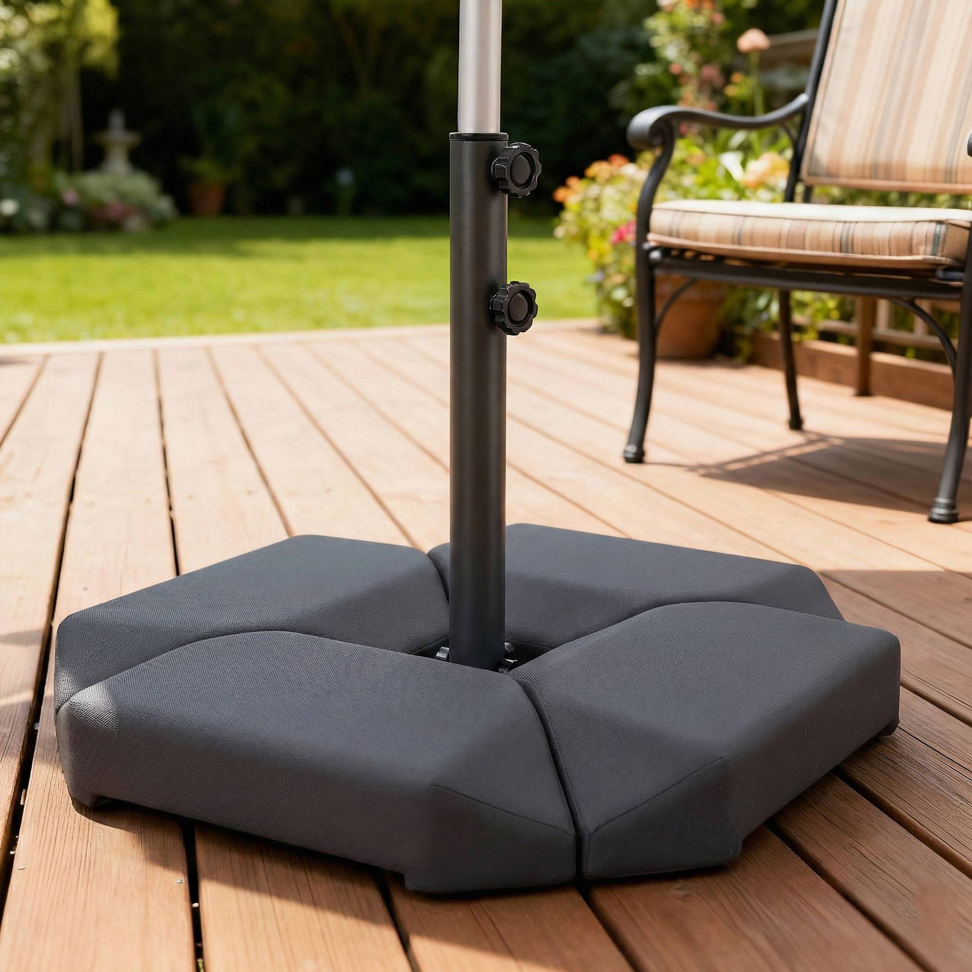 Base parasol 4 pieces pour cantilever, support HDPE remplissable eau 77 kg ou sable 100 kg - Image 4