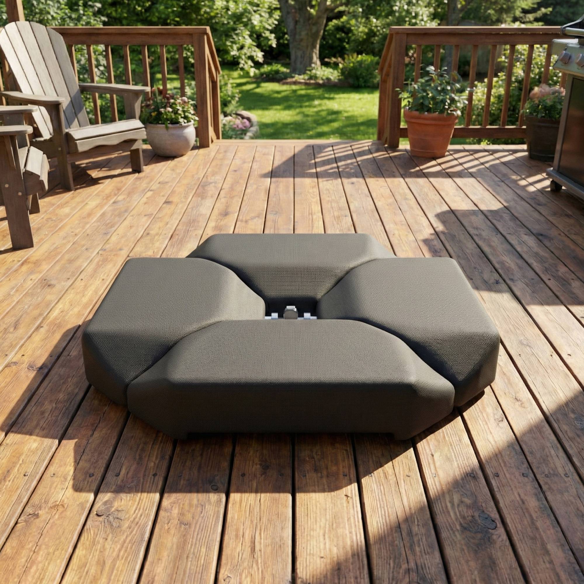 Base parasol 4 pieces pour cantilever, support HDPE remplissable eau 77 kg ou sable 100 kg - Image 10
