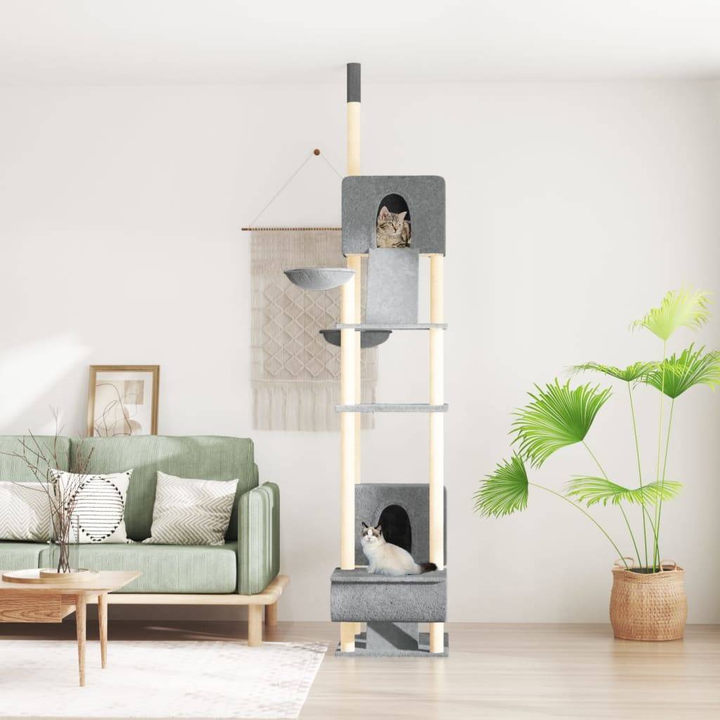 Vidaxl - Arbre à chat du sol au plafond Gris clair 277-303 cm vidaXL 171613 - Imagen 1