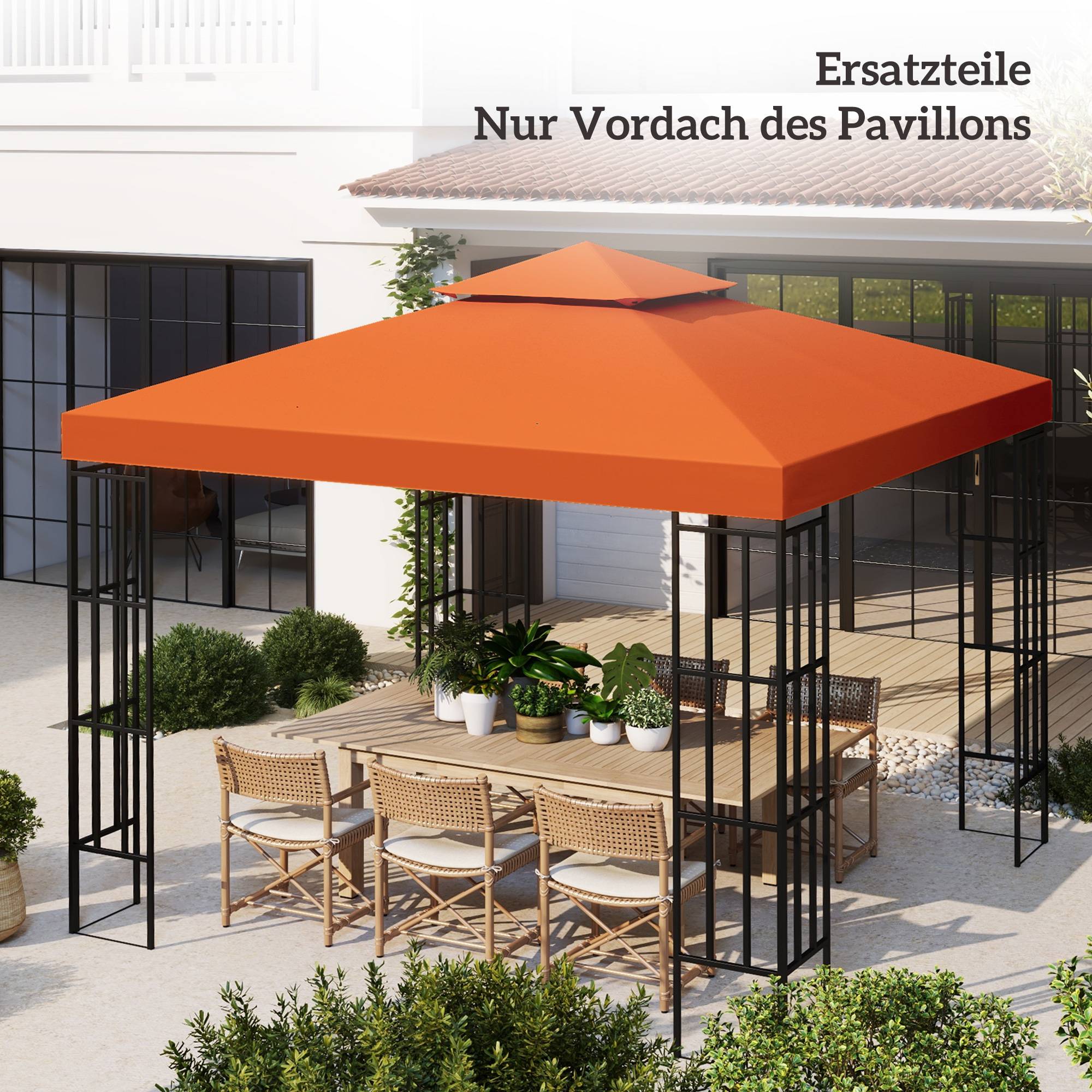 Toit remplacement pavillon 3x3m déperlant toit pavillon métal pavillon jardin tente fête polyester rouge rouille - Image 4