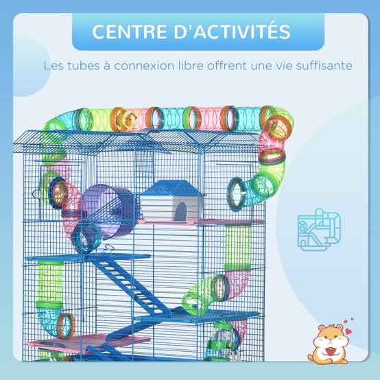 Cage pour rongeurs acier et plastique bleu 47 x 30 x 59 cm - PANGIVO - Image 9
