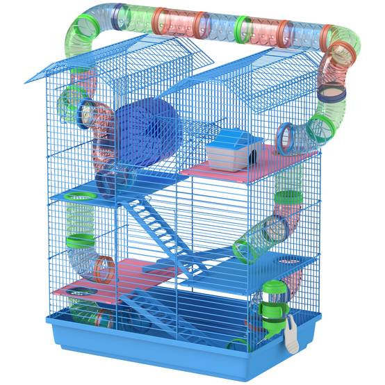 Cage pour rongeurs acier et plastique bleu 47 x 30 x 59 cm - PANGIVO - Image 2