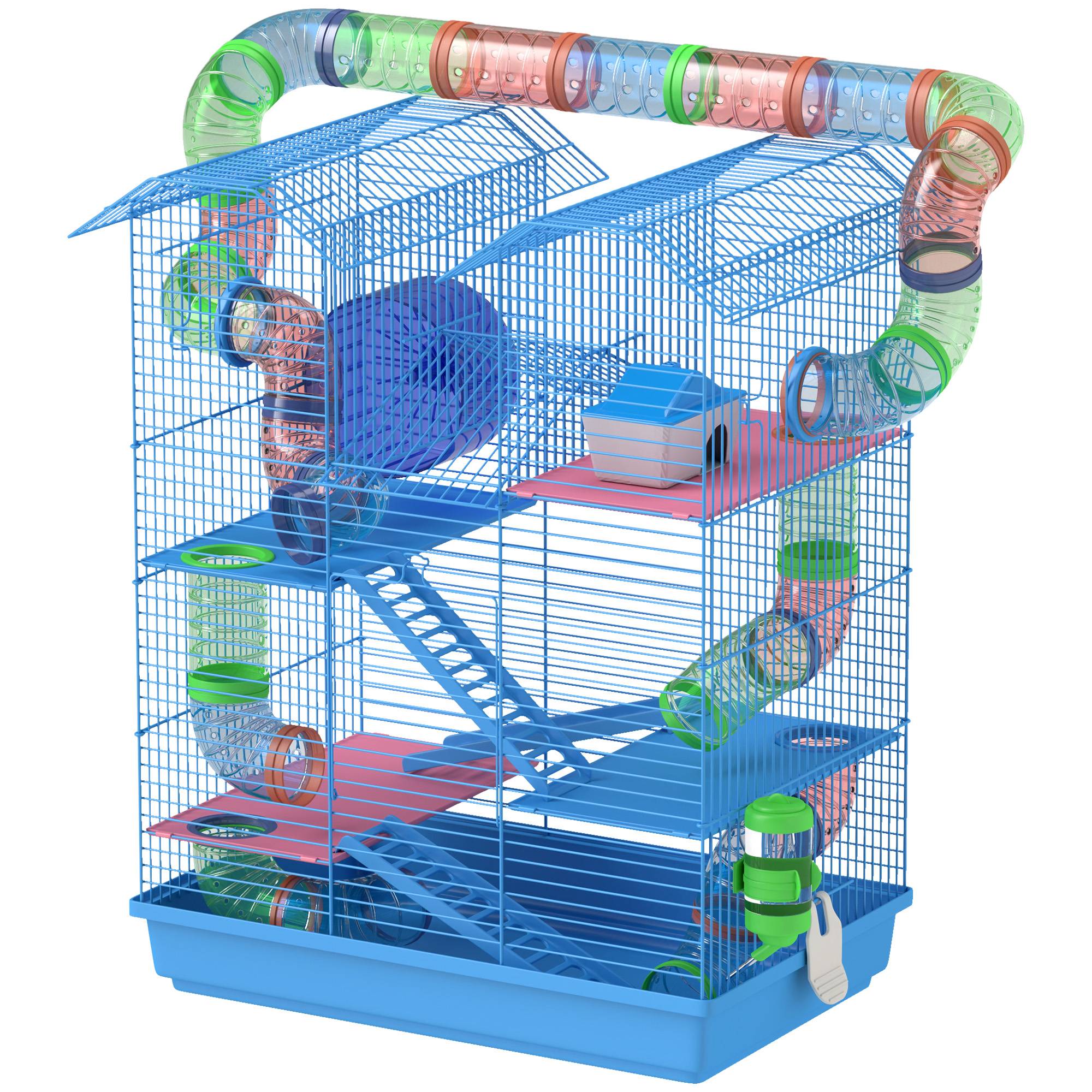 Cage pour rongeurs acier et plastique bleu 47 x 30 x 59 cm - PANGIVO - Image 2