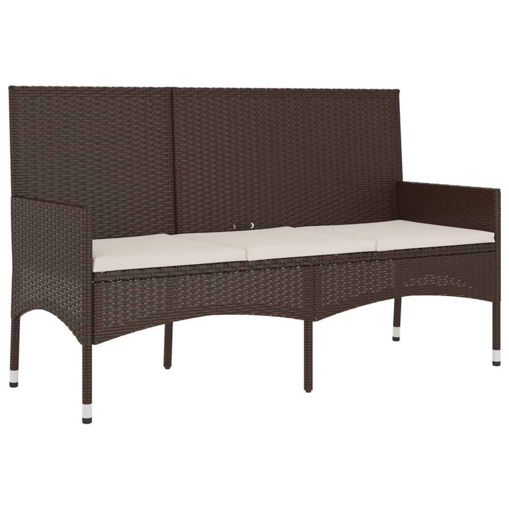 Helloshop26 - Banc de jardin meuble de patio d'extérieur terrasse à 3 places avec coussins 140 x 51 x 85 cm marron résine tressée - Imagen 1