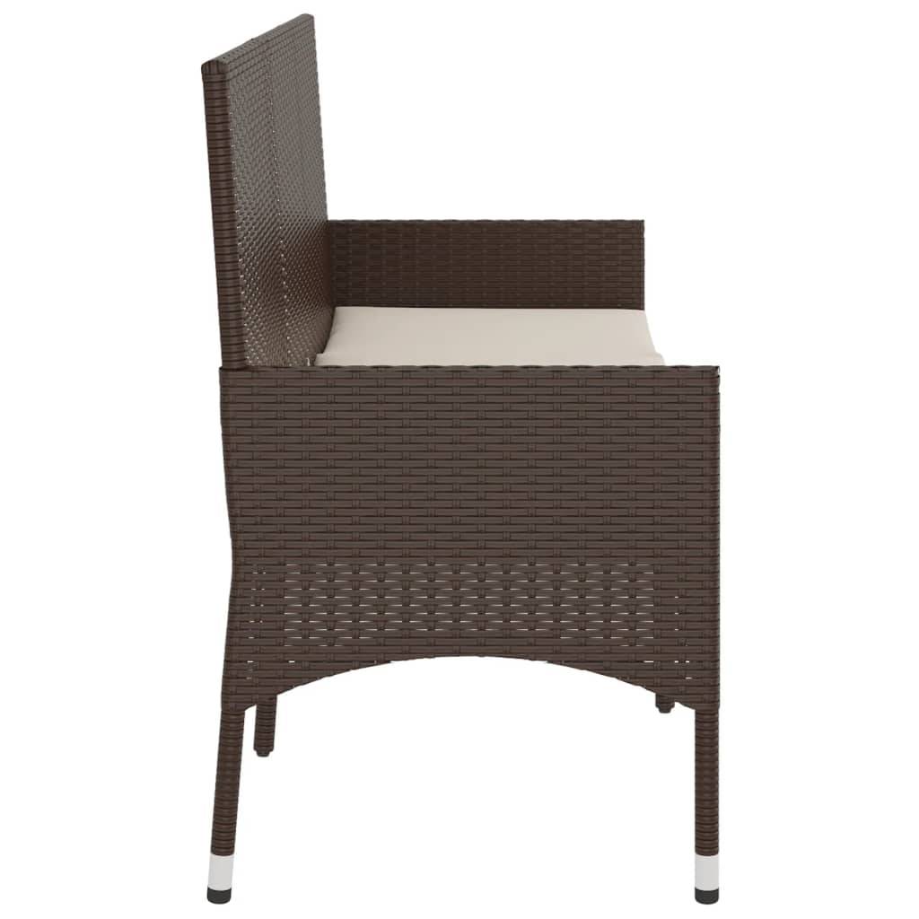 Helloshop26 - Banc de jardin meuble de patio d'extérieur terrasse à 3 places avec coussins 140 x 51 x 85 cm marron résine tressée - Imagen 4
