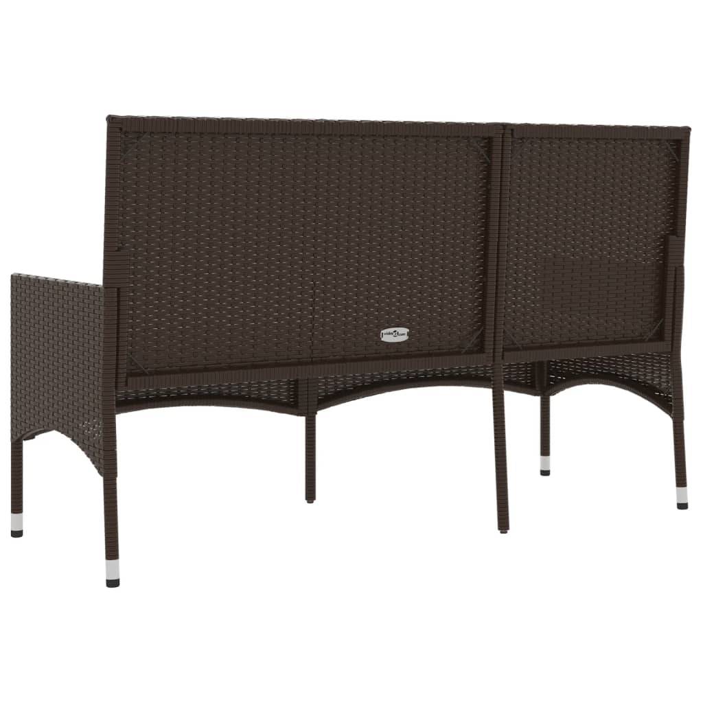 Helloshop26 - Banc de jardin meuble de patio d'extérieur terrasse à 3 places avec coussins 140 x 51 x 85 cm marron résine tressée - Imagen 5