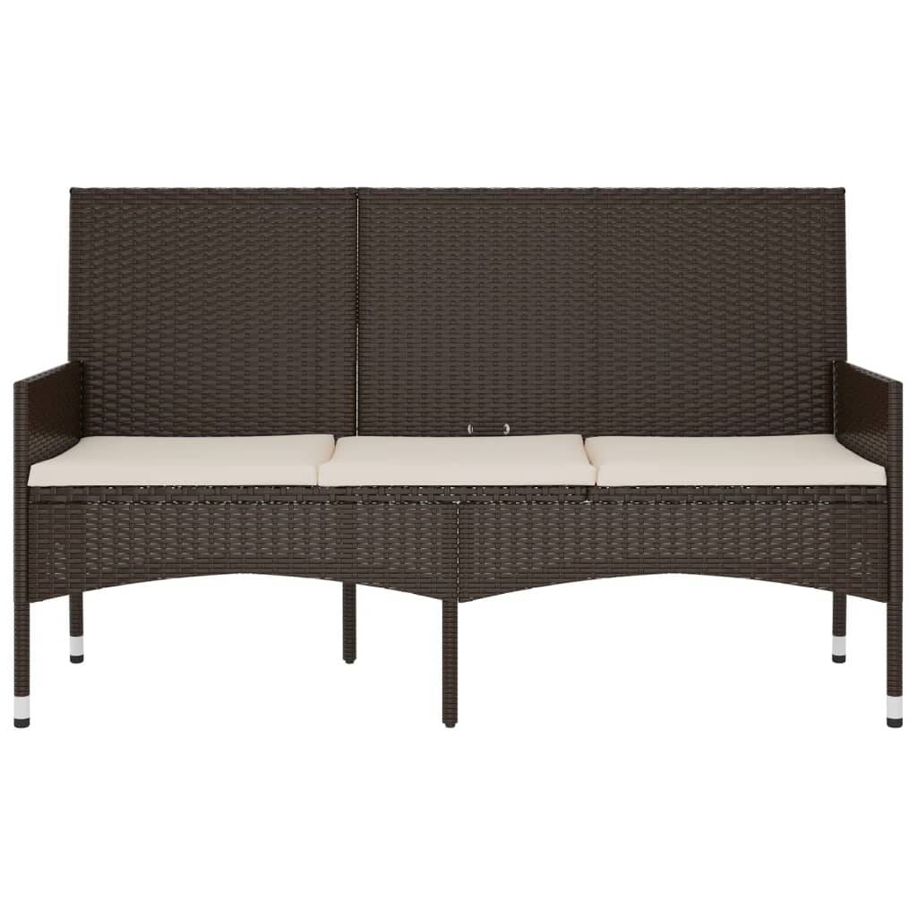 Helloshop26 - Banc de jardin meuble de patio d'extérieur terrasse à 3 places avec coussins 140 x 51 x 85 cm marron résine tressée - Imagen 2