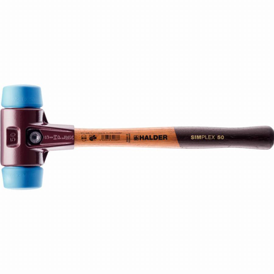 Maillet HALDER SIMPLEX TPE souple avec boîtier en fonte malléable et manche en bois - D=50 mm - 3001.050