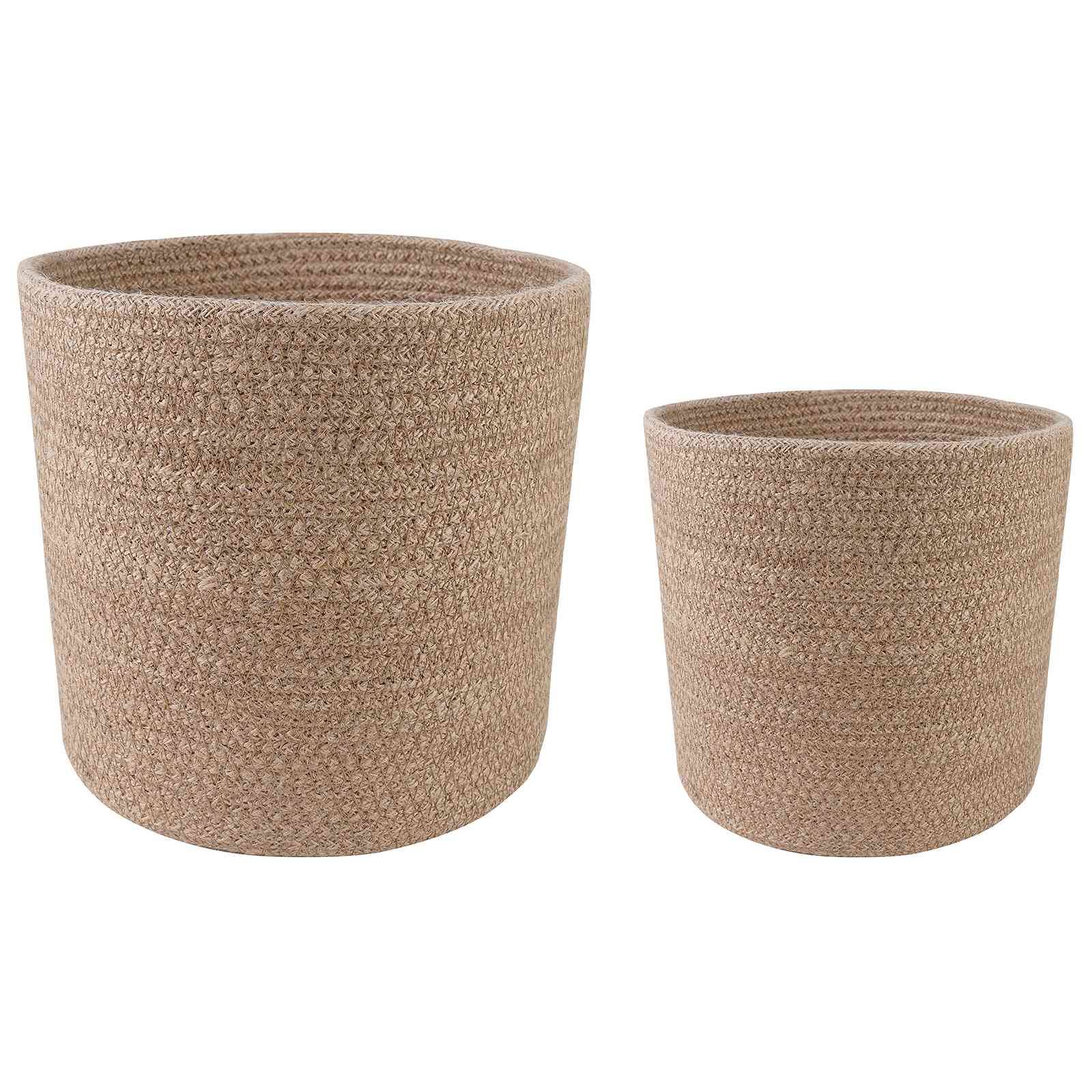 Ensemble de 2 pots à plantes jute naturel 28 x 28 x 28 cm, Poids:1.66kg - PANGIVO - Image 2