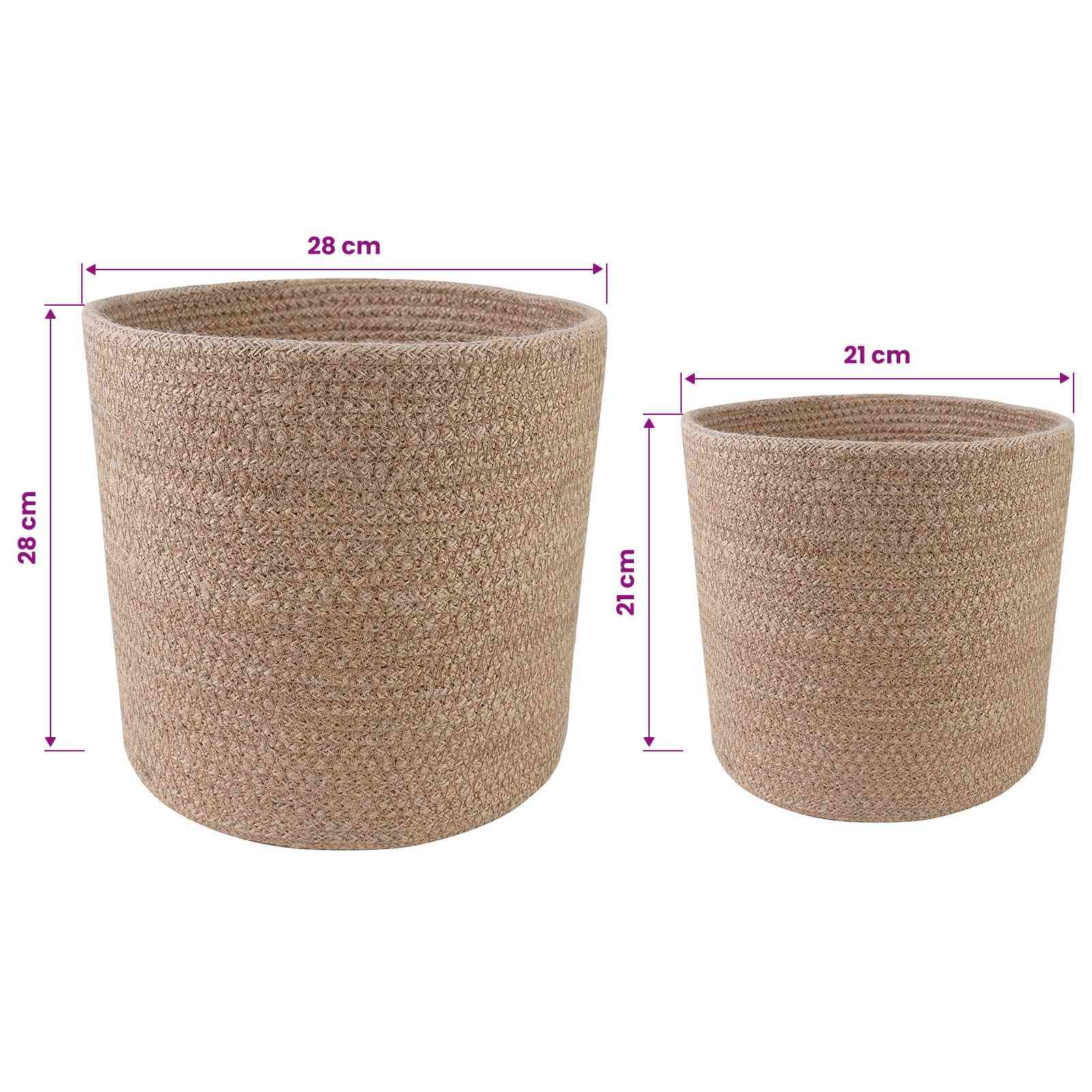 Ensemble de 2 pots à plantes jute naturel 28 x 28 x 28 cm, Poids:1.66kg - PANGIVO - Image 6