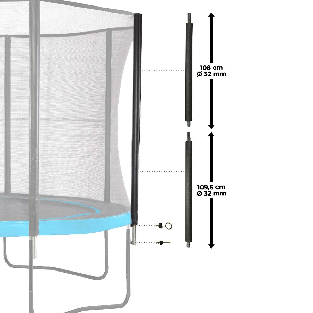 Kangui - Poteau de filet trampoline Ø32 mm Punchi - Hauteur filet 180 cm Kangui - Imagen 3