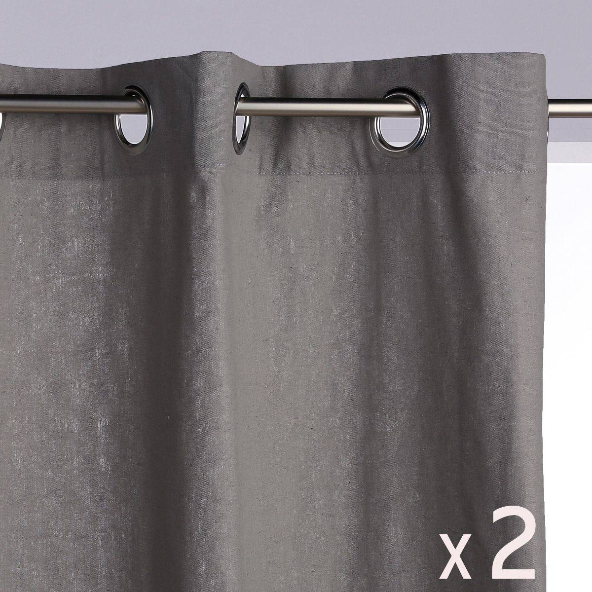 Atmosphera - Lot de 2 Rideaux à  œillets Tissu Panama Gris 140 x 260 cm - Imagen 1