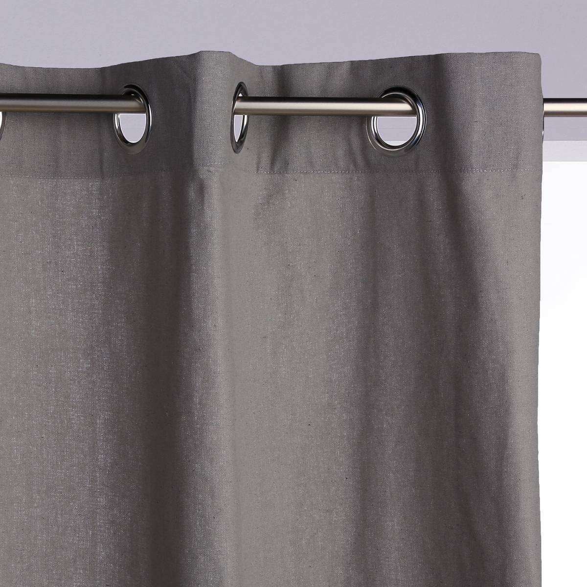Atmosphera - Lot de 2 Rideaux à  œillets Tissu Panama Gris 140 x 260 cm - Imagen 2