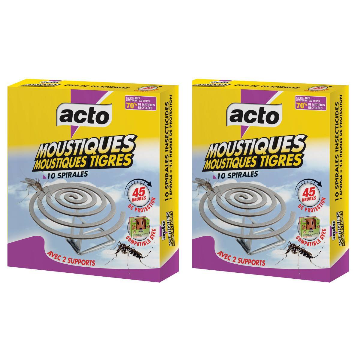Multitanks - Lot 2x Spirales Anti-Moustiques Tigre ACTO : 90H de Protection - Imagen 1