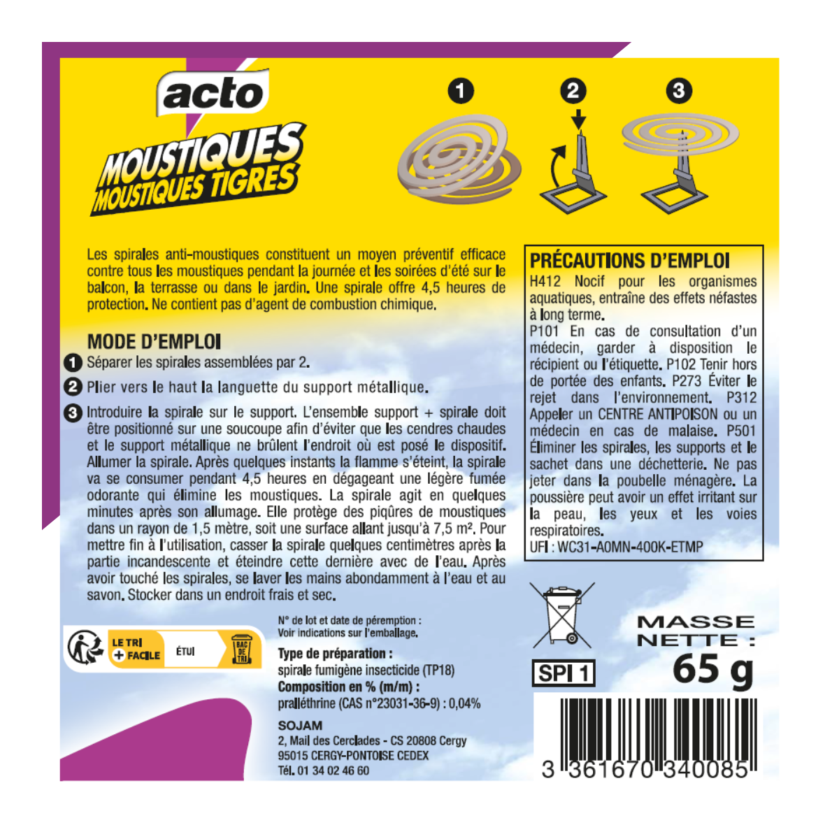 Multitanks - Lot 2x Spirales Anti-Moustiques Tigre ACTO : 90H de Protection - Imagen 3