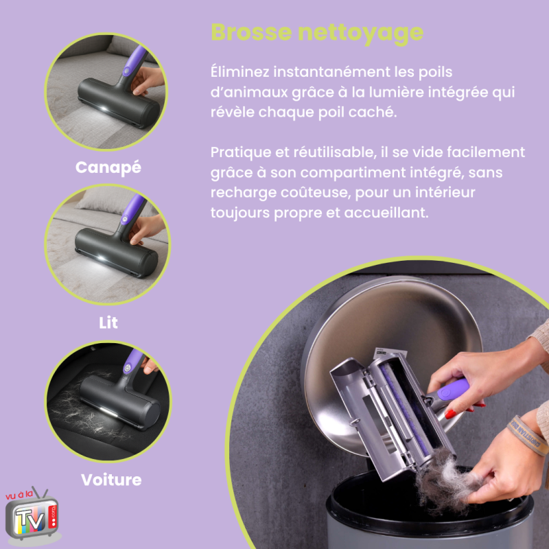 Brosse anti poils de chat/chien pour vêtement, arbre a chat, tapis de voiture et canape lit | Ramasse Poils Animaux- VENTEO - Image 3