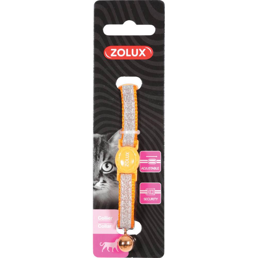Zolux - Collier SHINY nylon réglable de 17 à 30 cm orange pour chat - Image 2