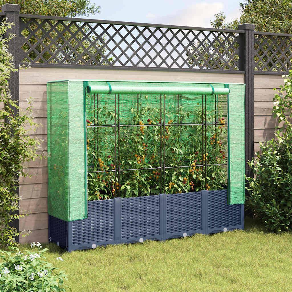 ComfortXL - Jardinière Surélevée 160cm avec Housse de Serre, Potager Aspect Rotin Gris-Bleu, Hauteur 138cm – ComfortXL Outdoor Living - Image 3