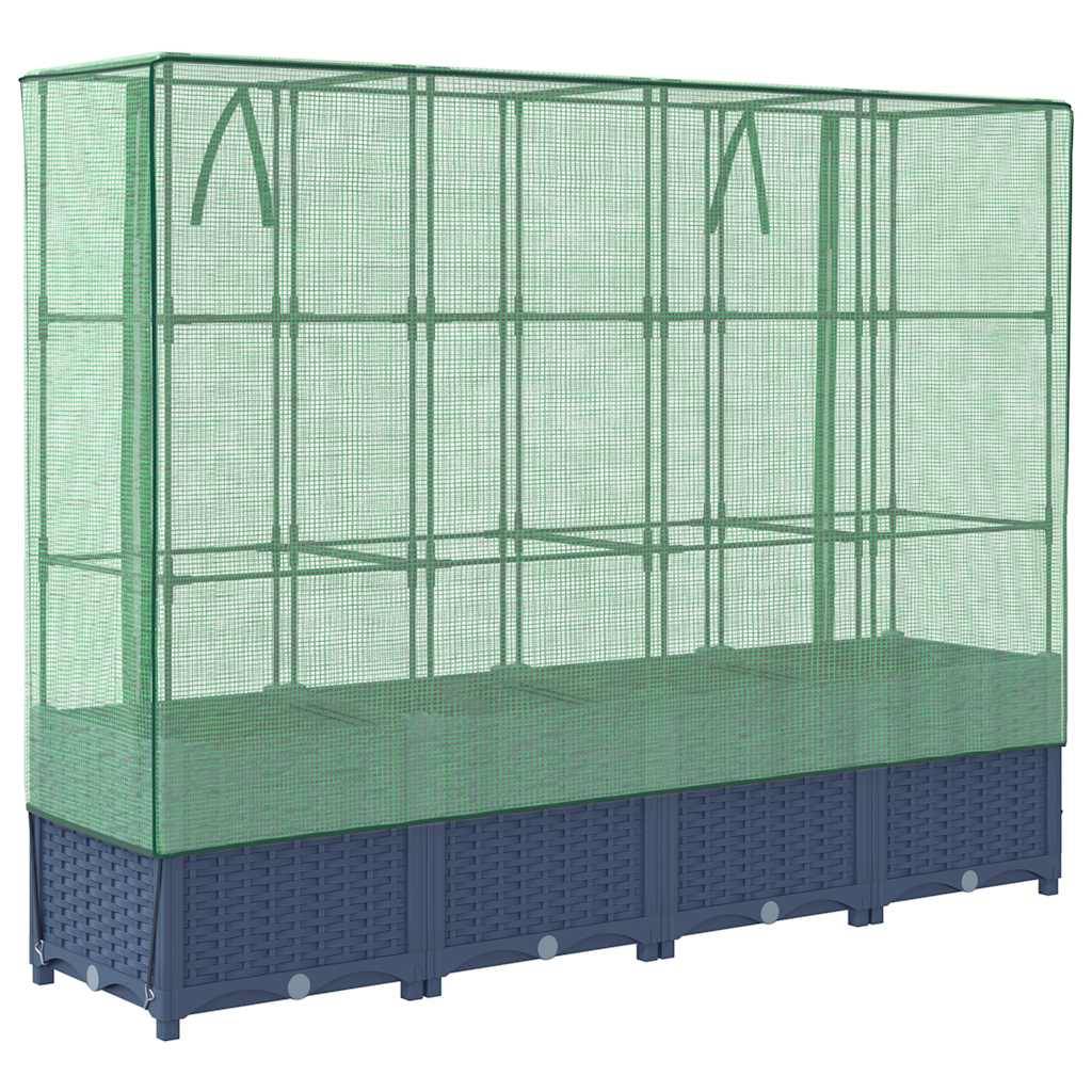 ComfortXL - Jardinière Surélevée 160cm avec Housse de Serre, Potager Aspect Rotin Gris-Bleu, Hauteur 138cm – ComfortXL Outdoor Living - Image 6