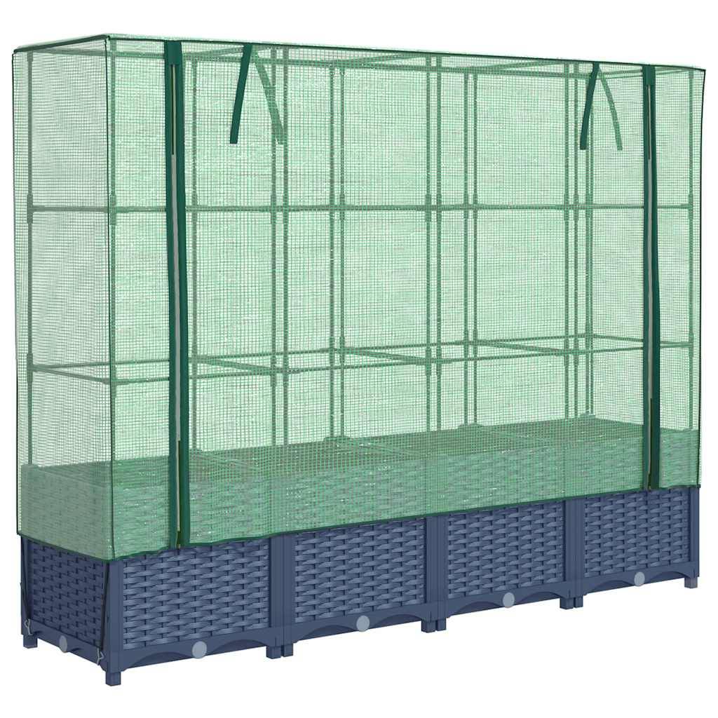 ComfortXL - Jardinière Surélevée 160cm avec Housse de Serre, Potager Aspect Rotin Gris-Bleu, Hauteur 138cm – ComfortXL Outdoor Living - Image 2
