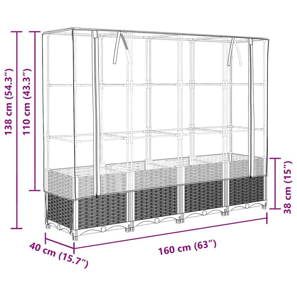 ComfortXL - Jardinière Surélevée 160cm avec Housse de Serre, Potager Aspect Rotin Gris-Bleu, Hauteur 138cm – ComfortXL Outdoor Living - Image 9