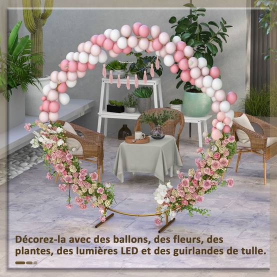 Outsunny - Arche de jardin pour plantes grimpantes 2,24m pour mariage, anniversaire, cérémonie, banquet en acier doré - Outsunny - Image 7