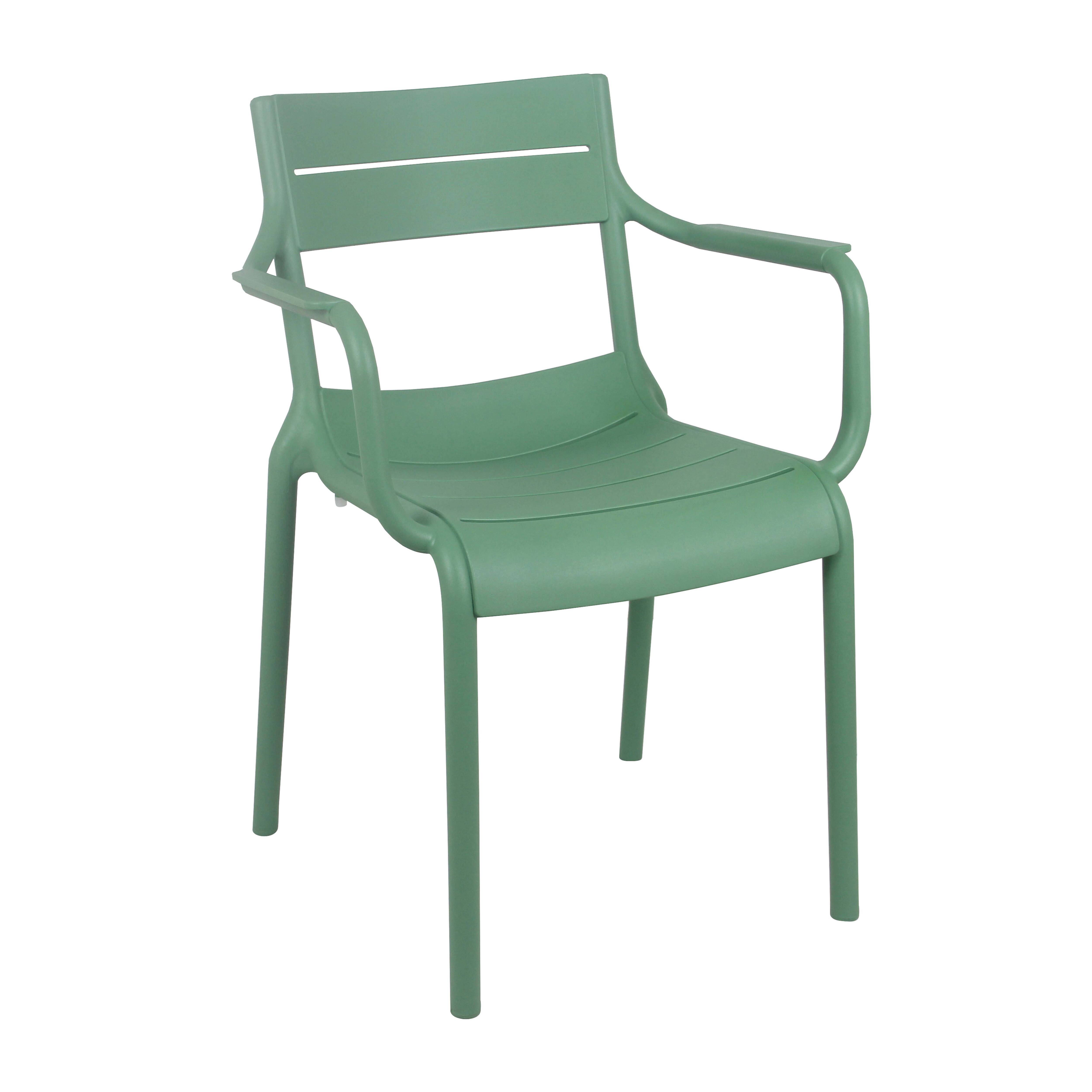 Oviala - Lot de 4 fauteuils de terrasse en plastique vert sauge Paname - Oviala - Imagen 2