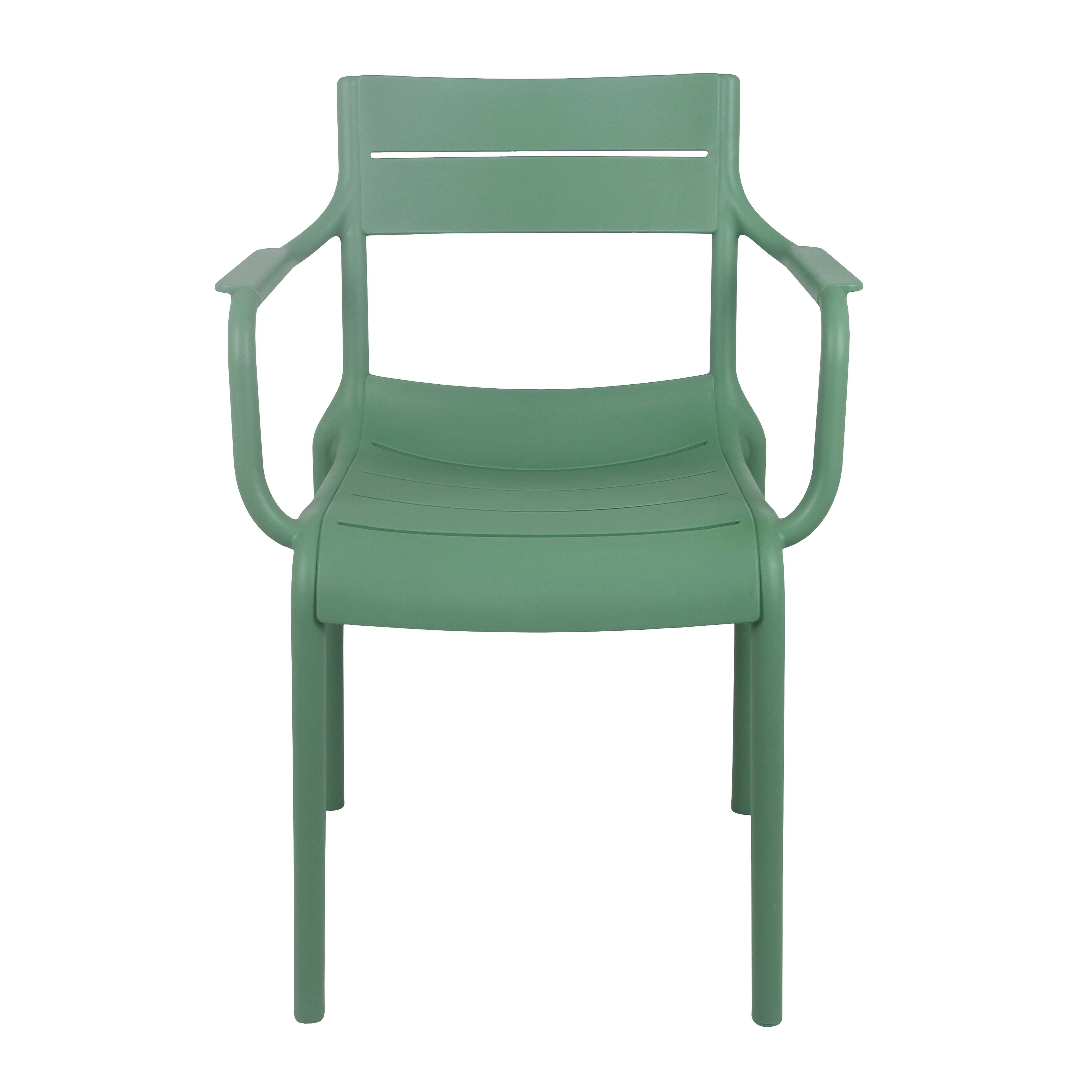 Oviala - Lot de 4 fauteuils de terrasse en plastique vert sauge Paname - Oviala - Imagen 3