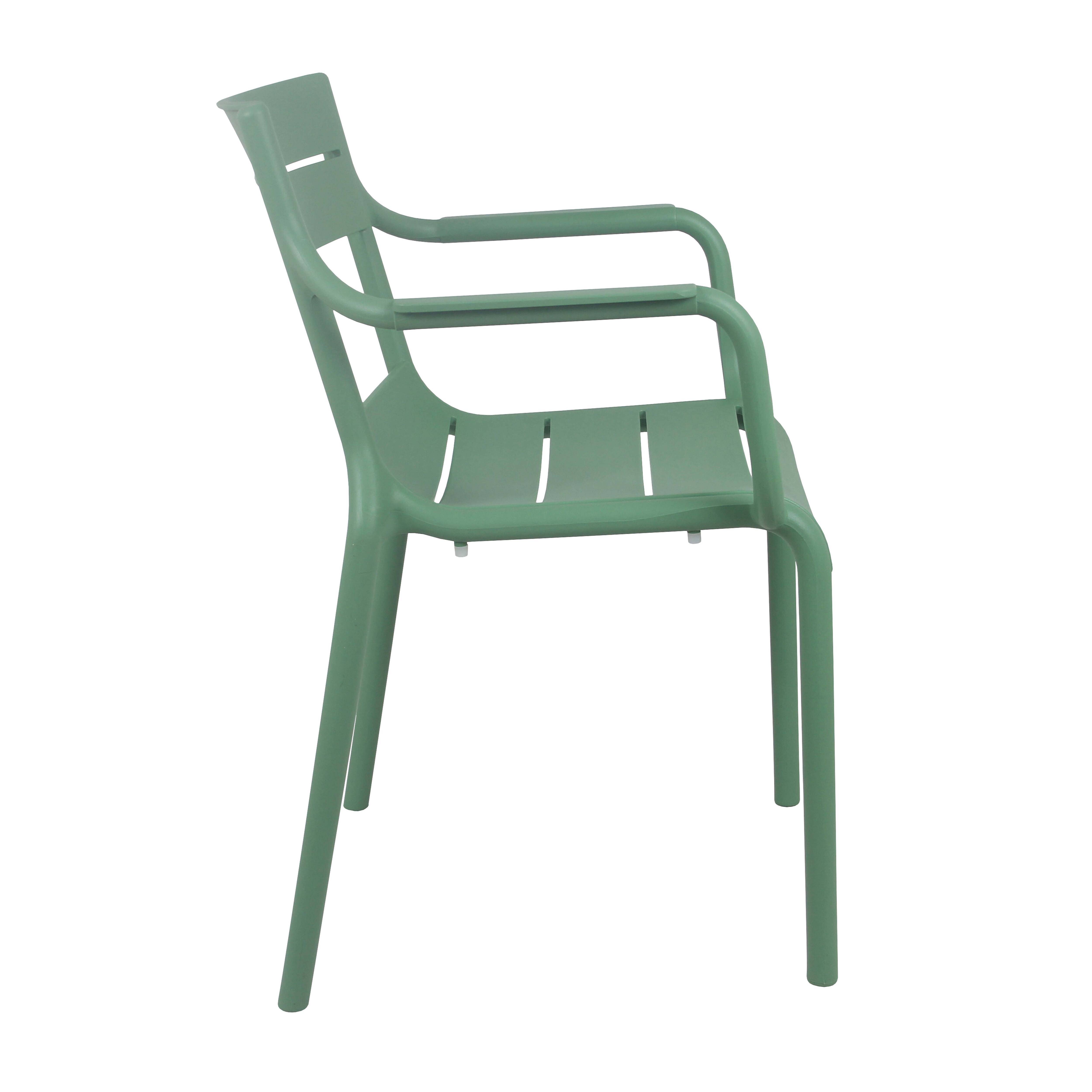 Oviala - Lot de 4 fauteuils de terrasse en plastique vert sauge Paname - Oviala - Imagen 4