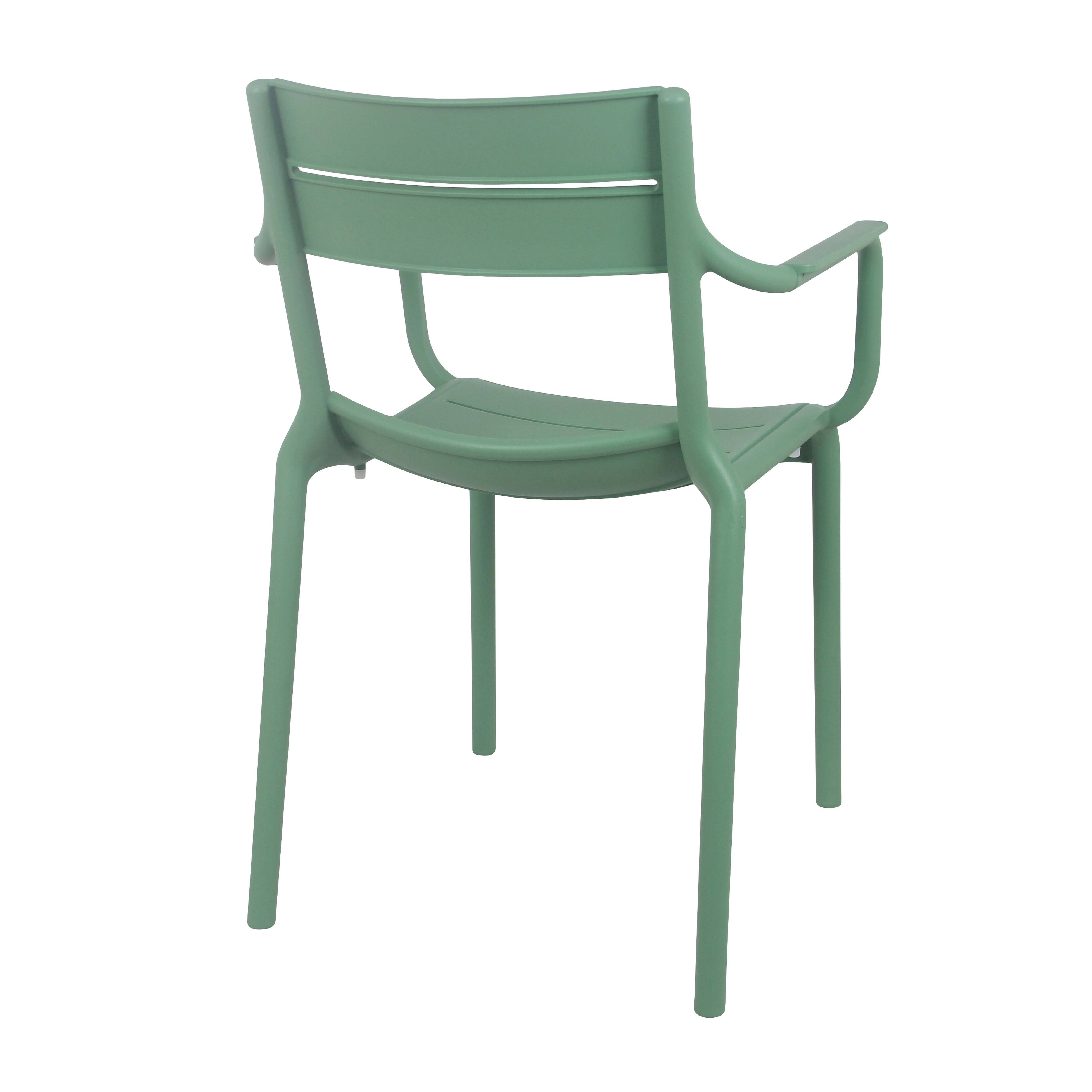 Oviala - Lot de 4 fauteuils de terrasse en plastique vert sauge Paname - Oviala - Imagen 6