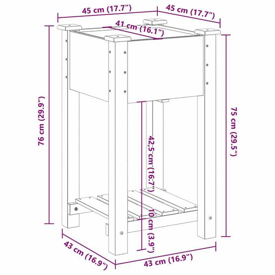 Cache-pot, Pot De Fleurs avec étagère Beige 45 x 45 x 76.5 cm g371 - Image 8